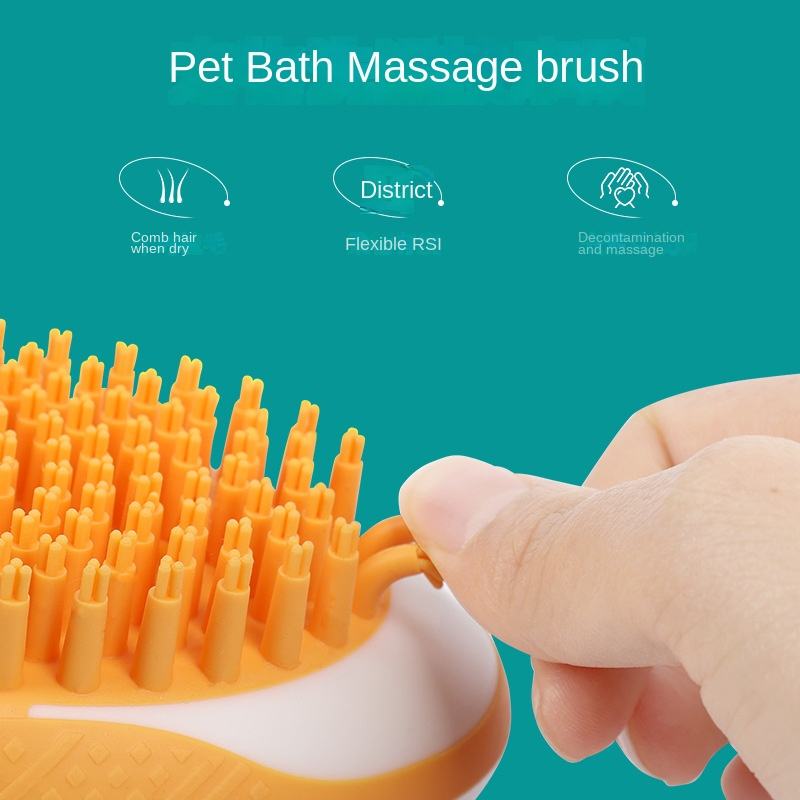 2-in-1 Pet Bath & Massage Brush — Soft Silicone Grooming Comb for Dogs & Cats