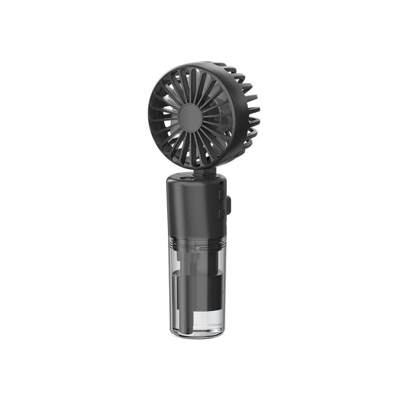 Portable handheld USB rechargeable mist fan with transparent water tank, 4 speed settings, and water spray cooling — YLR Essentials