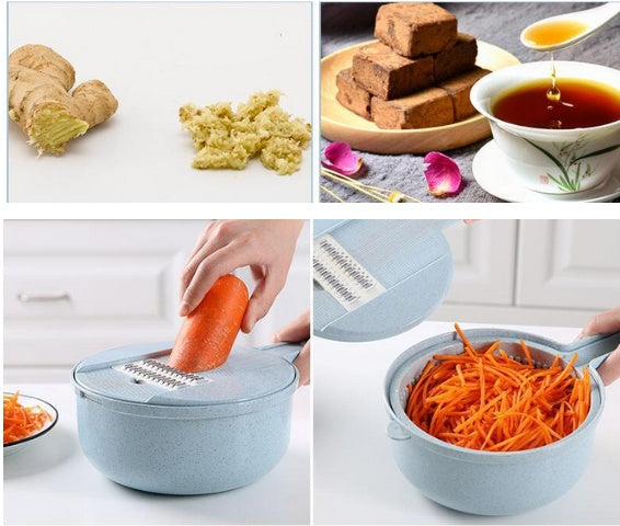 8-in-1 Mandoline Slicer – Vegetable Cutter, Grater & Peeler Set with Strainer