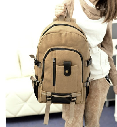 Canvas backpack with zipper closure in multiple colors – spacious everyday bag for school, work, and travel