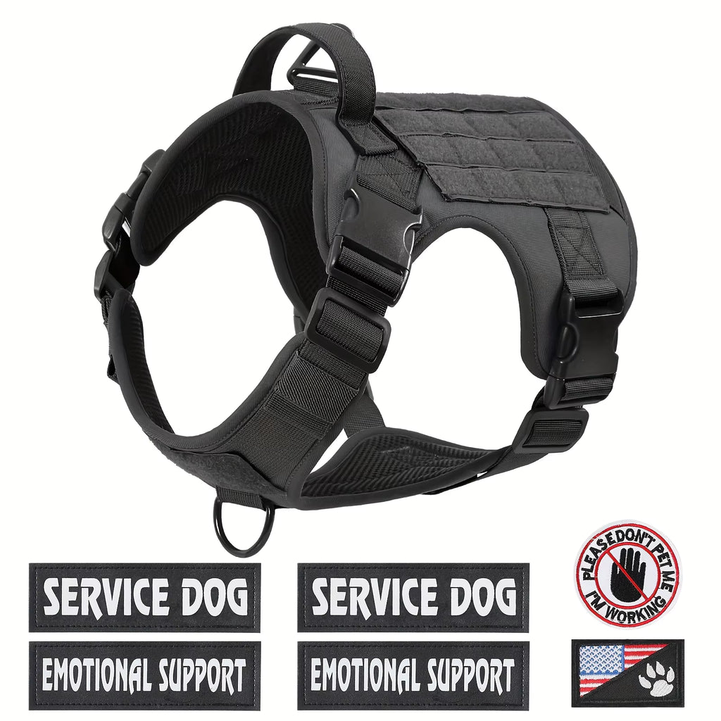 Tactical Pet Harness Vest — Adjustable Reflective Dog Harness with Metal Buckles