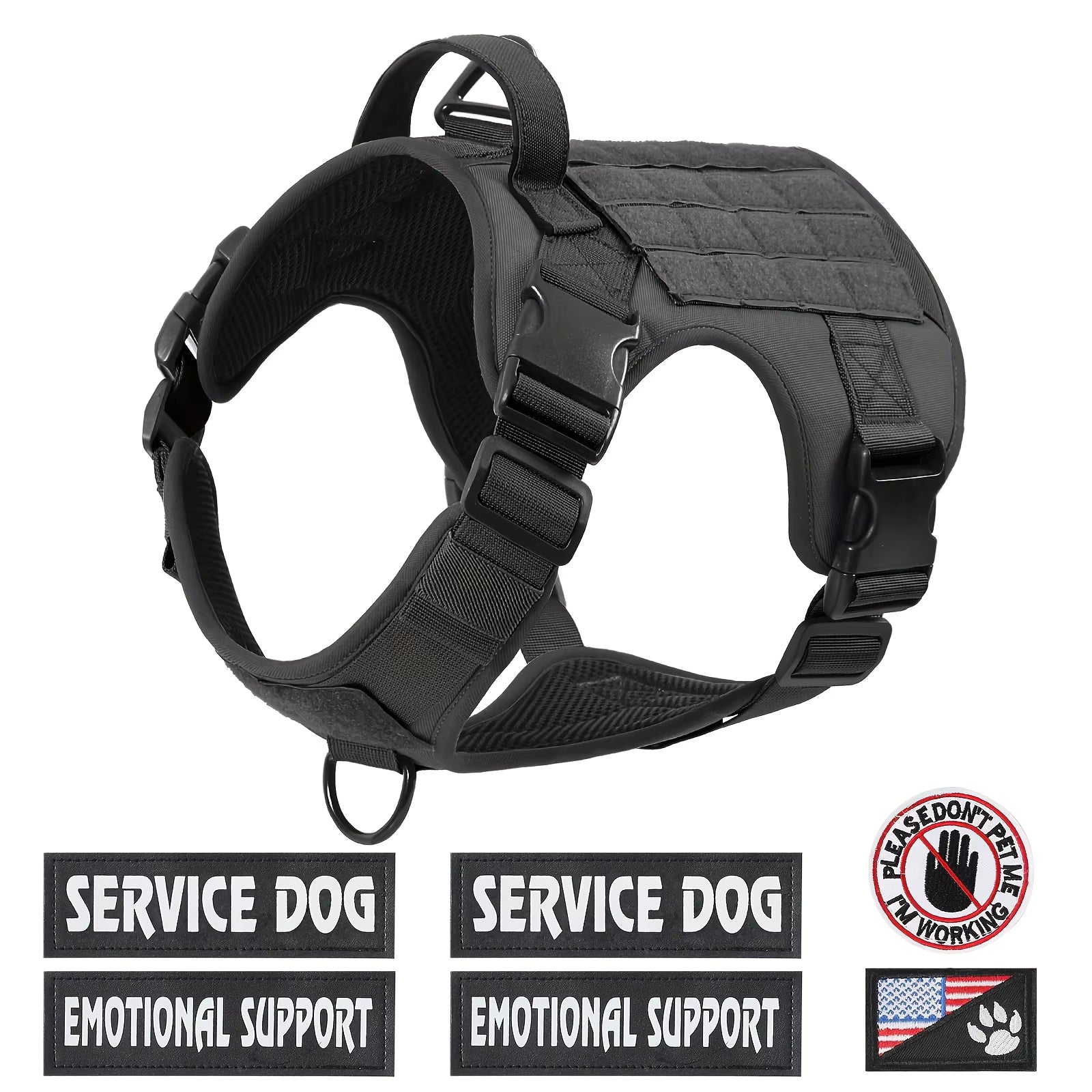 Tactical Pet Harness Vest — Adjustable Reflective Dog Harness with Metal Buckles