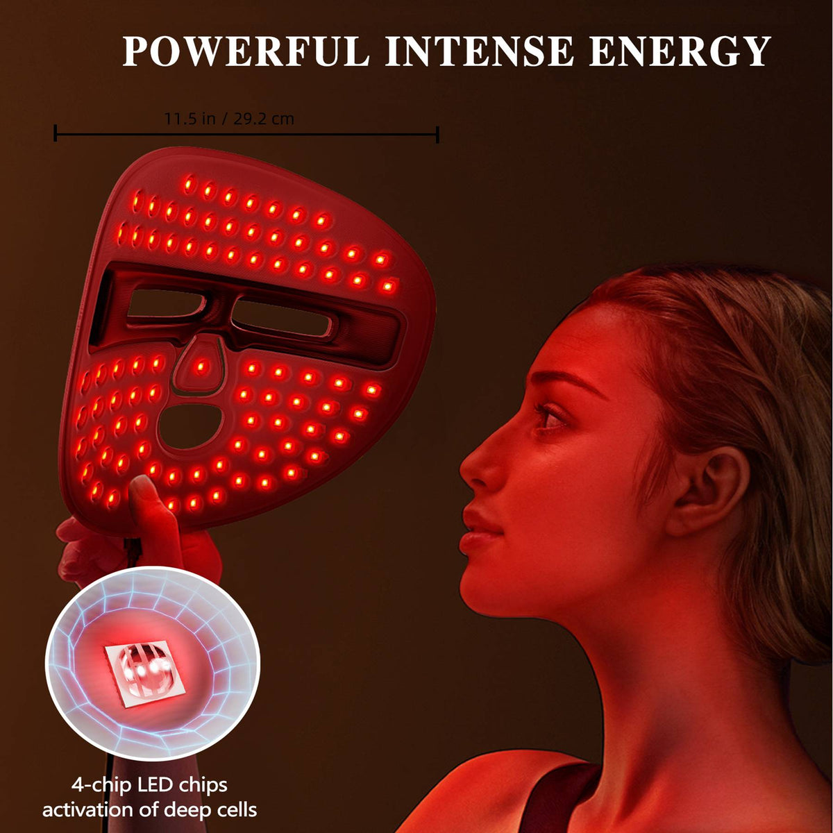 Rechargeable LED skincare mask with adjustable straps