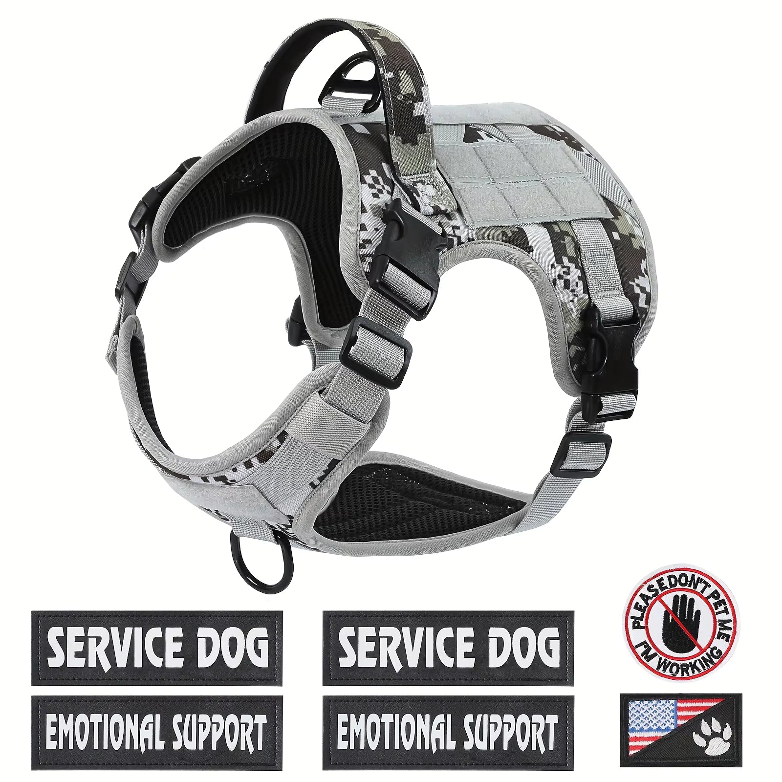 Tactical Pet Harness Vest — Adjustable Reflective Dog Harness with Metal Buckles