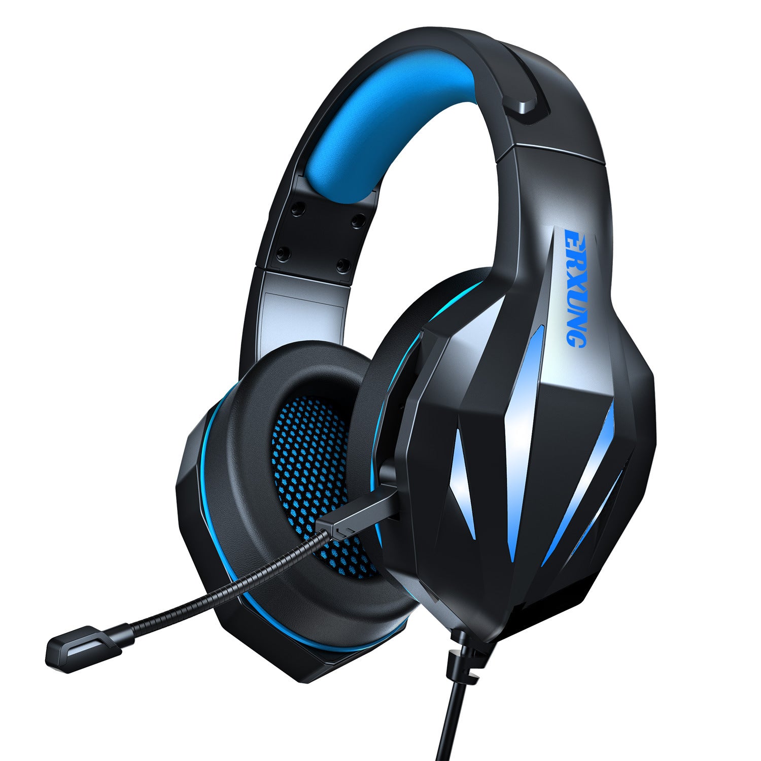 Wired gaming headset with 50mm stereo drivers, noise-canceling microphone, protein leather ear cushions, and braided 3.5mm cable — YLR Essentials