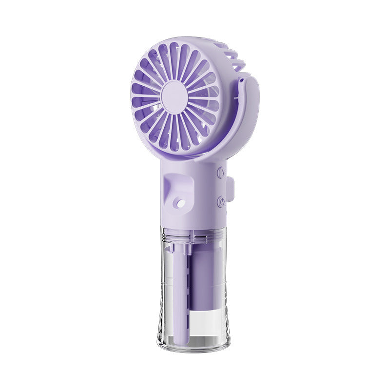 Portable handheld USB rechargeable mist fan with transparent water tank, 4 speed settings, and water spray cooling — YLR Essentials