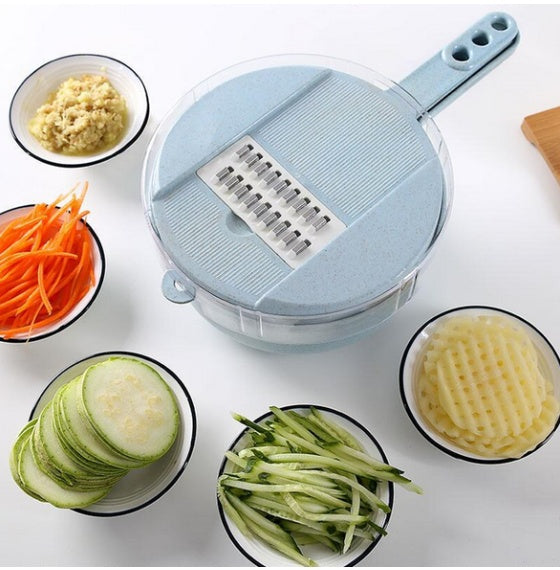 8-in-1 Mandoline Slicer – Vegetable Cutter, Grater & Peeler Set with Strainer