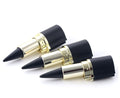 Three MISS ROSE waterproof black kajal eyeliner sticks on a white background