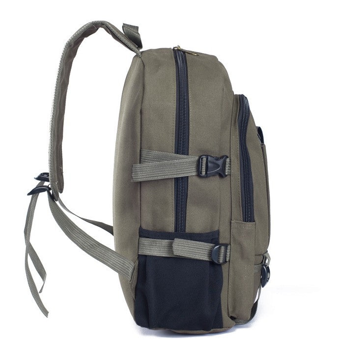 Canvas backpack with zipper closure in multiple colors – spacious everyday bag for school, work, and travel