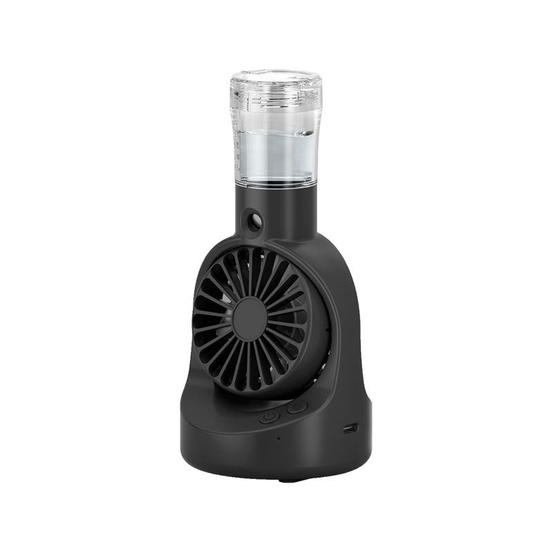 Portable handheld USB rechargeable mist fan with transparent water tank, 4 speed settings, and water spray cooling — YLR Essentials