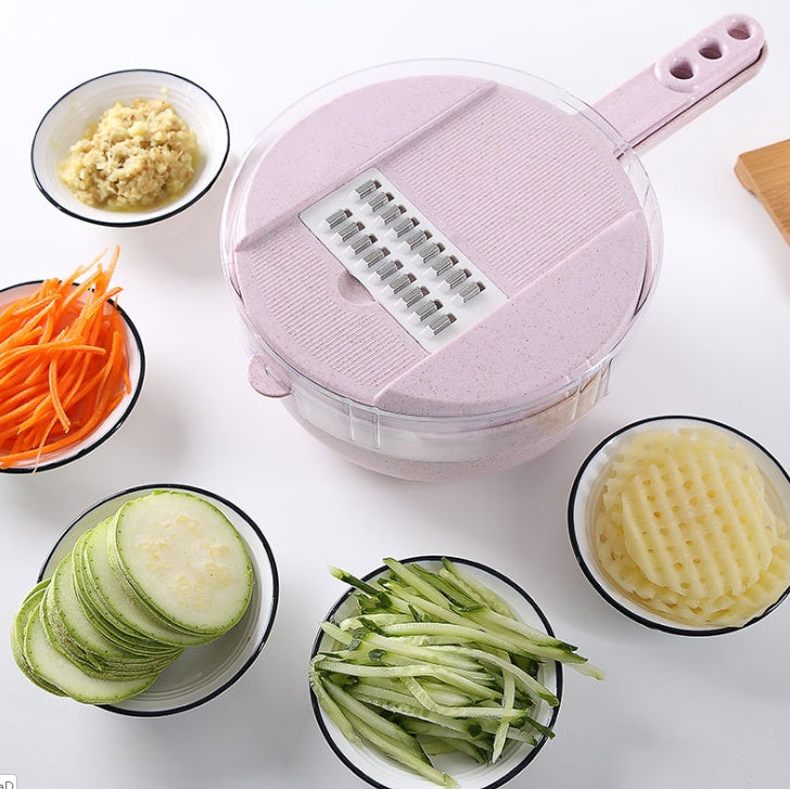 8-in-1 Mandoline Slicer – Vegetable Cutter, Grater & Peeler Set with Strainer