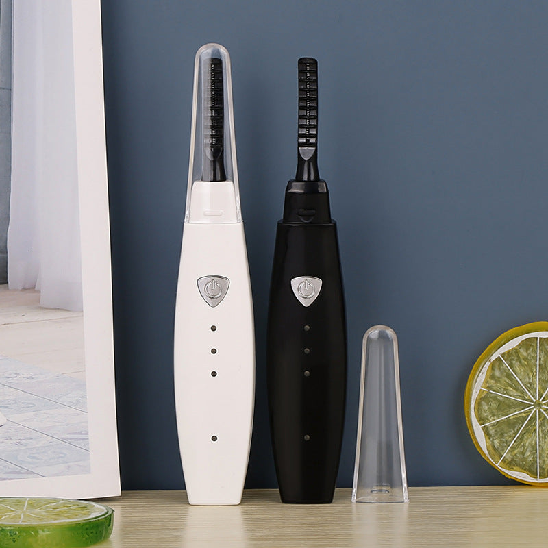 USB heated eyelash curler showing quick-heating design