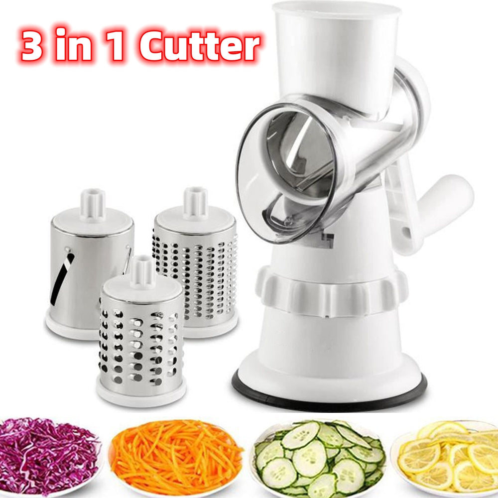 3-in-1 Vegetable Slicer, Grater & Shredder — Manual Kitchen Tool