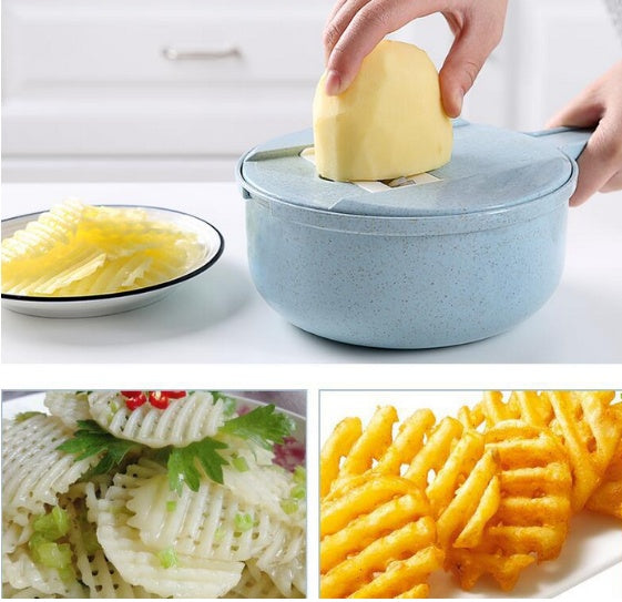 8-in-1 Mandoline Slicer – Vegetable Cutter, Grater & Peeler Set with Strainer