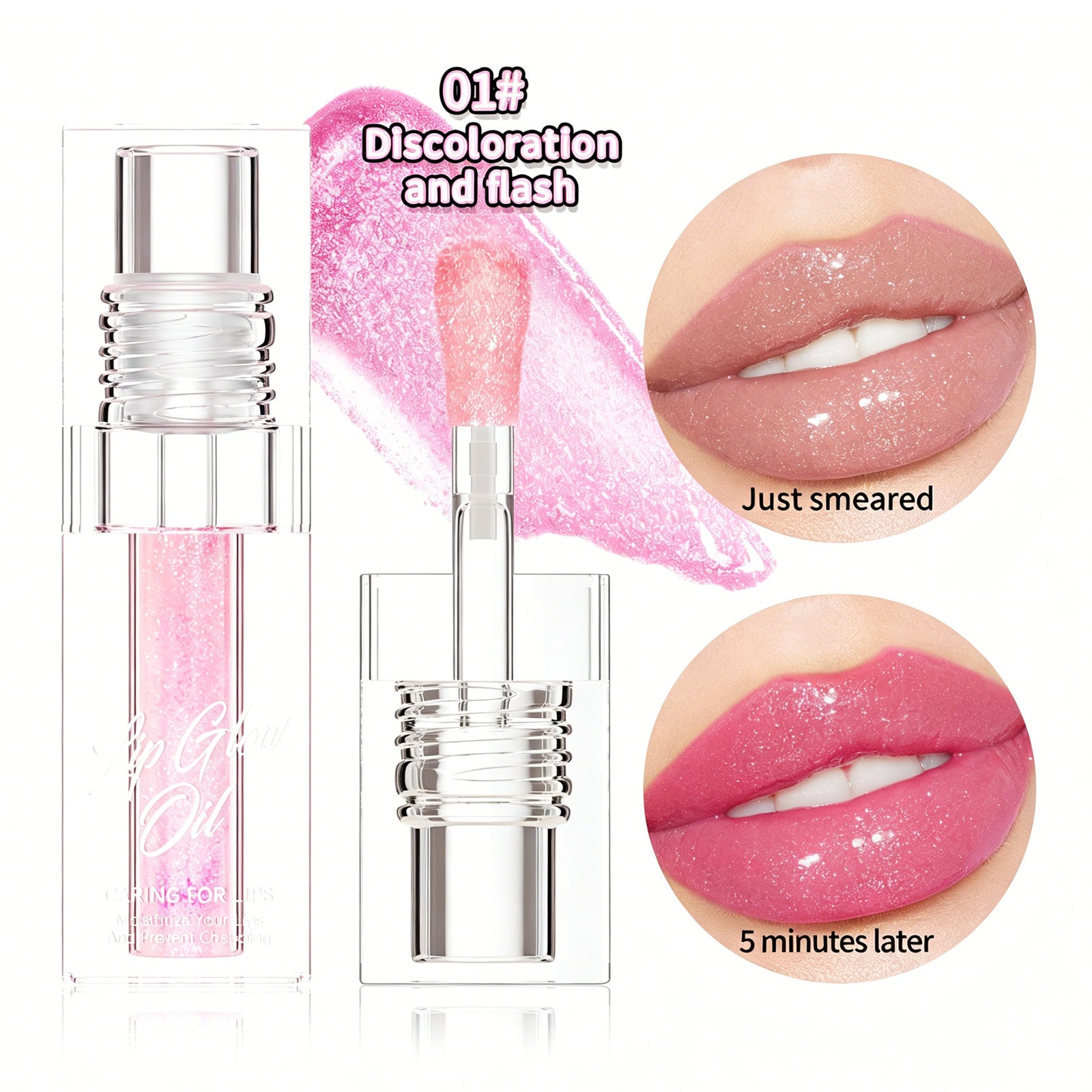 pH-activated color-changing pink lip oil by YLR Essentials