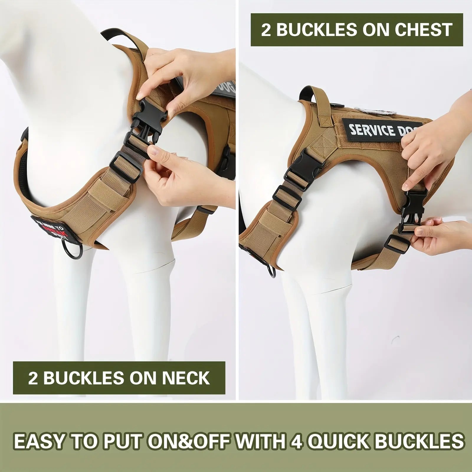 Tactical Pet Harness Vest — Adjustable Reflective Dog Harness with Metal Buckles