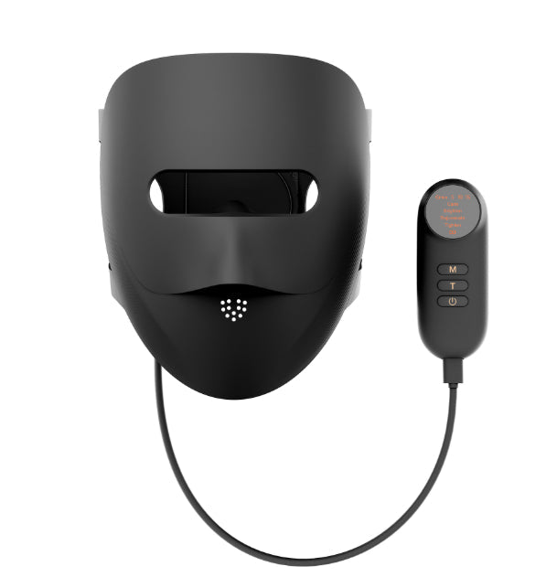 Red LED face mask with two intensity levels