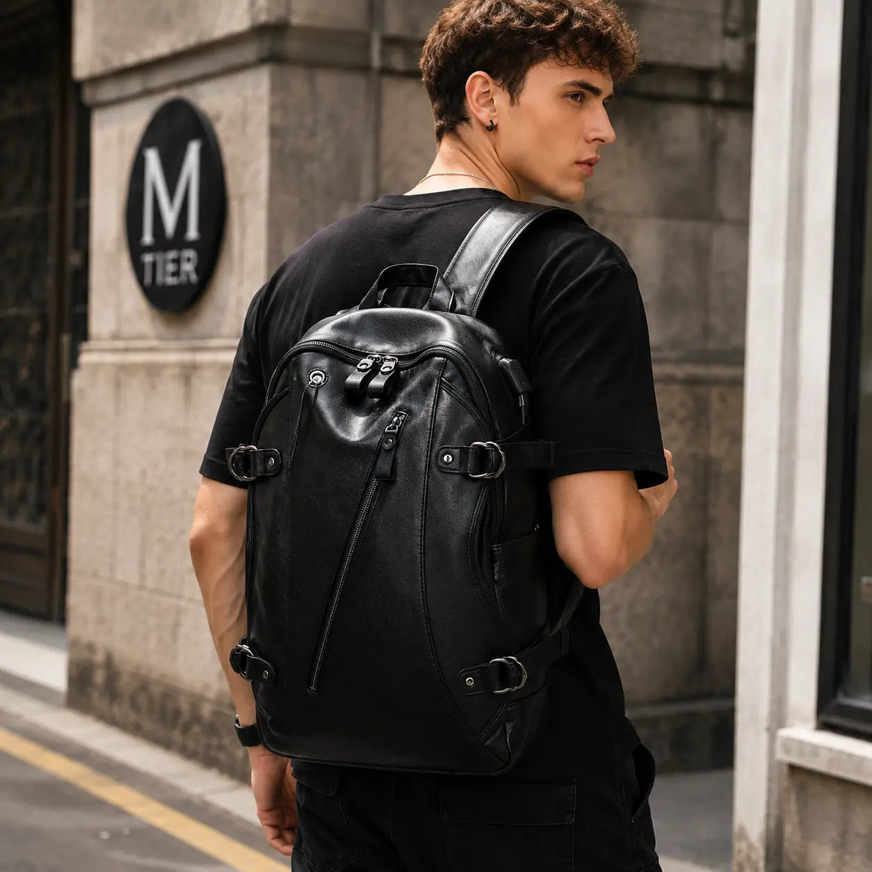 Premium ergonomic travel backpack with multi-compartment storage, laptop compartment, and adjustable padded shoulder straps