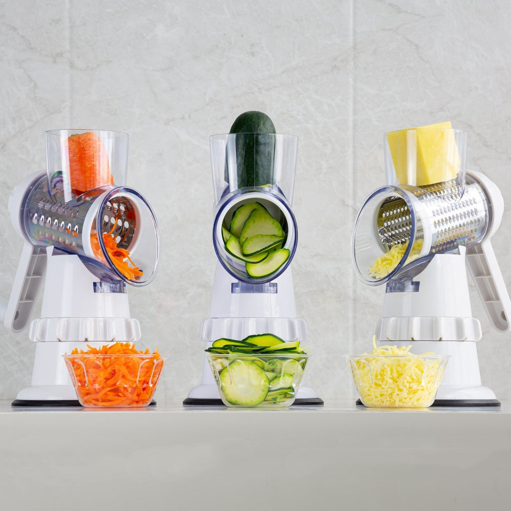 3-in-1 Vegetable Slicer, Grater & Shredder — Manual Kitchen Tool