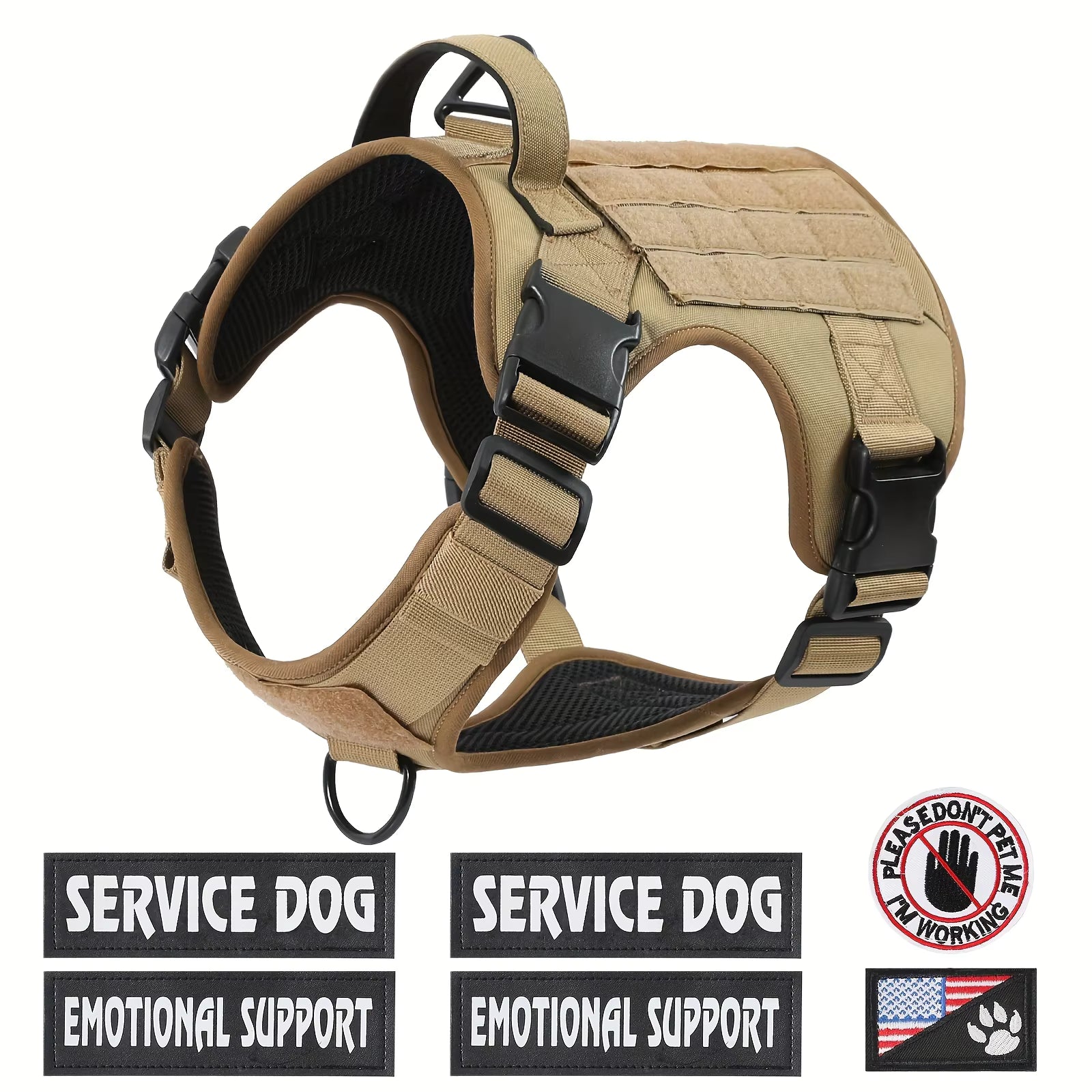 Tactical Pet Harness Vest — Adjustable Reflective Dog Harness with Metal Buckles