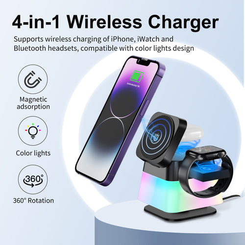 4-in-1 Magnetic Wireless Charging Station Foldable – Multi-device charger – YLR Essentials