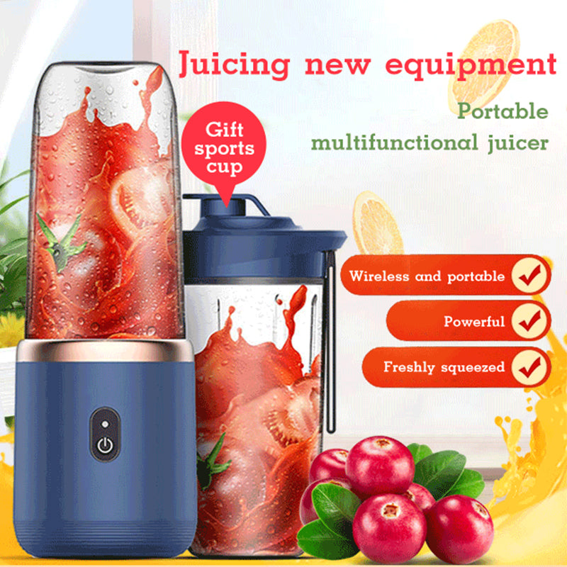 6-Blade Portable Blender – Mini Juicer Cup with USB Charging | Smoothie, Fruit & Ice Crusher