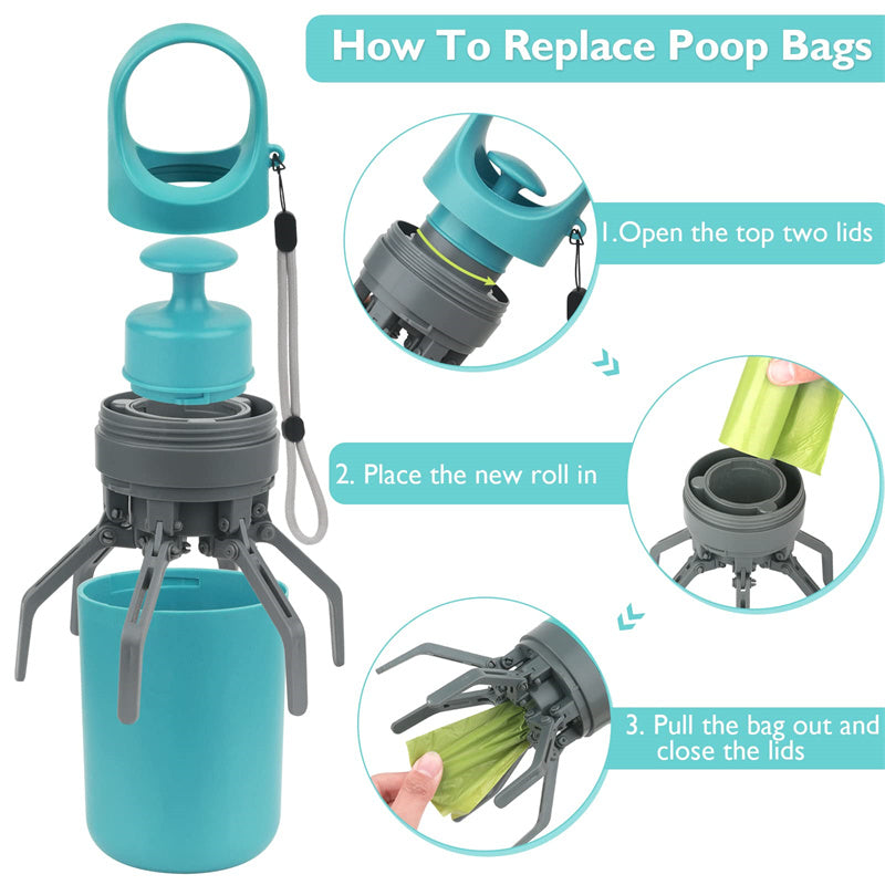 Portable Dog Pooper Scooper with Built-in Poop Bag Dispenser