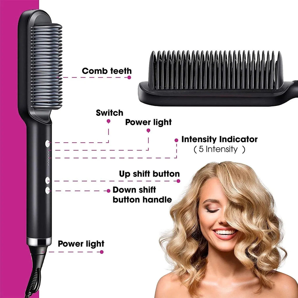 Ceramic heating surface on electric straightening brush