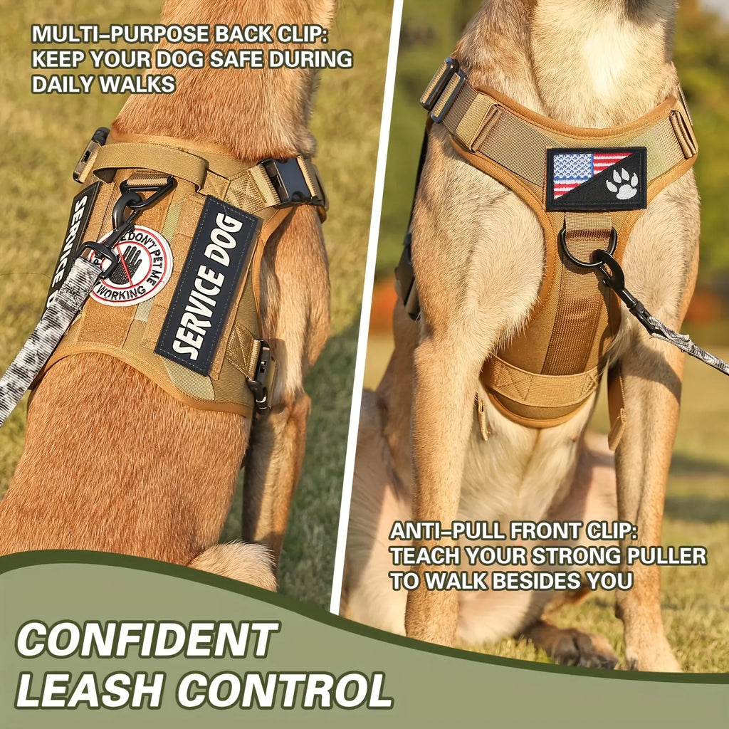 Tactical Pet Harness Vest — Adjustable Reflective Dog Harness with Metal Buckles