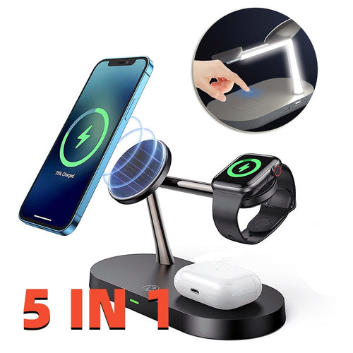 5-in-1 Magnetic Wireless Charging Station 15W – Fast multi-device charger – YLR Essentials