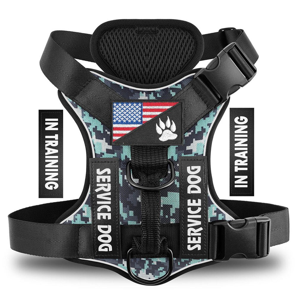 Tactical Service Dog Harness — Digital Camo with Removable Patches