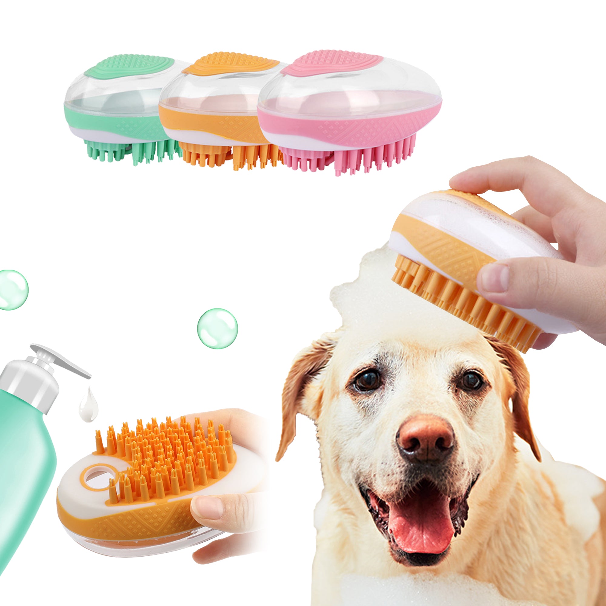 2-in-1 Pet Bath & Massage Brush — Soft Silicone Grooming Comb for Dogs & Cats