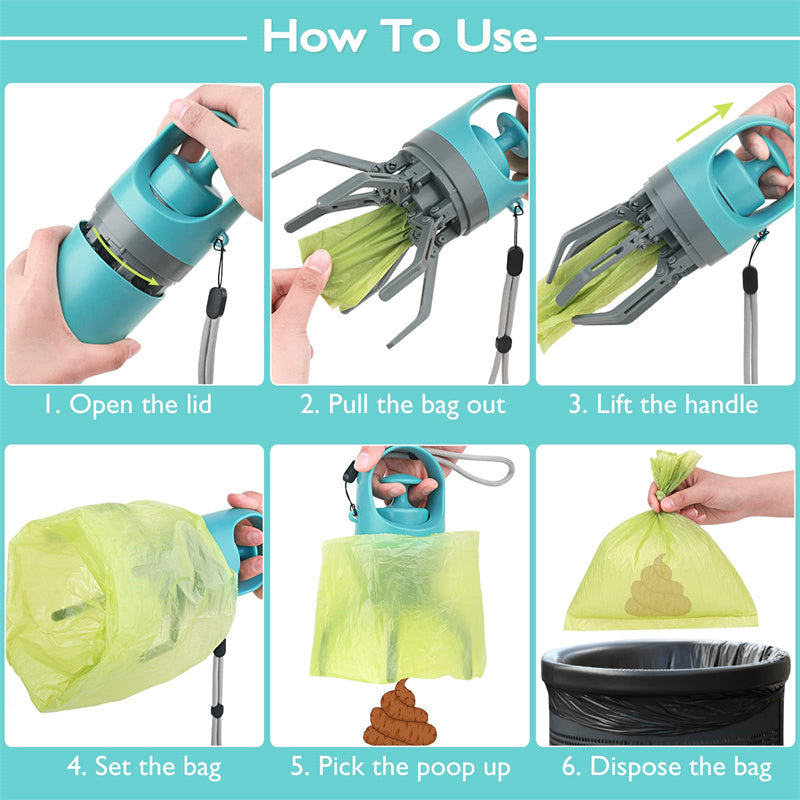 Portable Dog Pooper Scooper with Built-in Poop Bag Dispenser