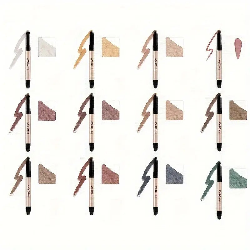PHOFAY Eyeshadow Stick 12-Color Set – Waterproof eyeshadow stick collection with built-in smudger – YLR Essentials
