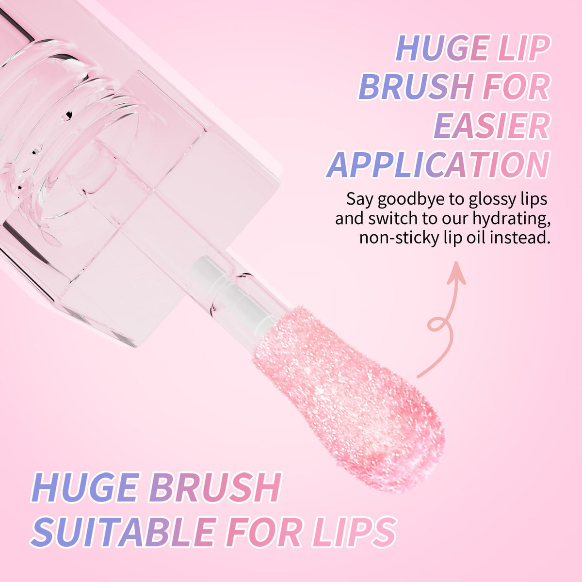 Pink color-changing lip oil glossy finish