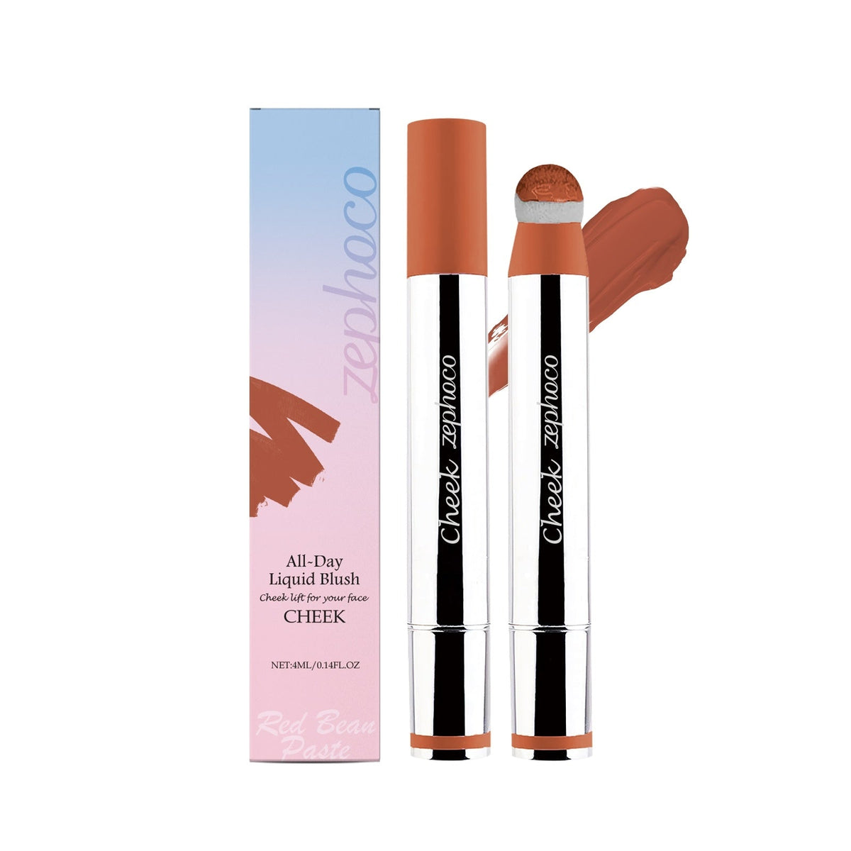 Cameo Brown liquid blush with cushion applicator and color swatch