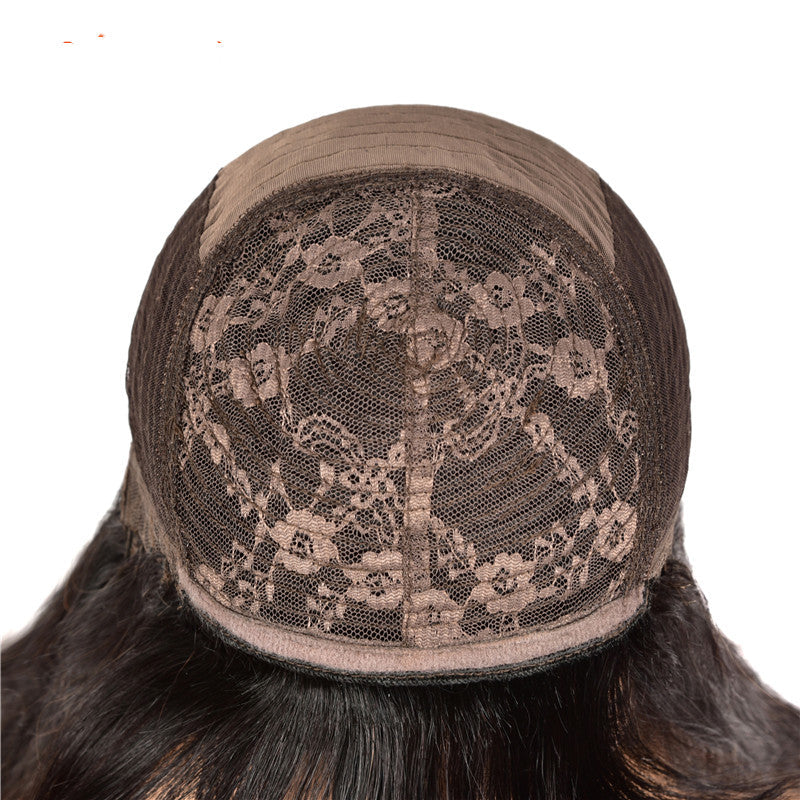 Interior cap construction of long curly black wig